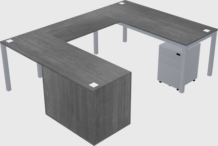 U-shaped desk + file cabinet