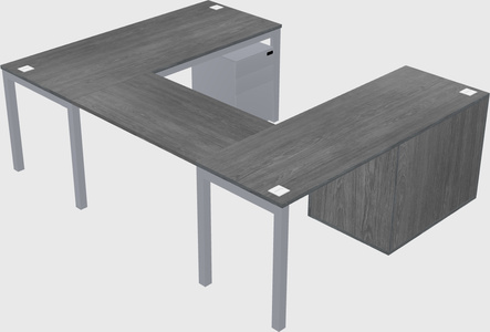 U-shaped desk + file cabinet