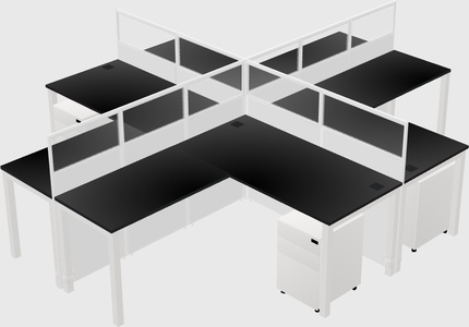 Shared l-shaped cubicles