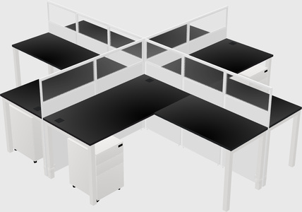 Shared l-shaped cubicles