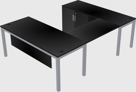 U-shaped desk + cabinet