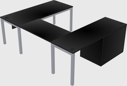 U-shaped desk + cabinet