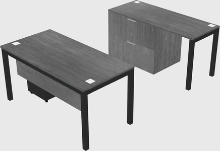 Parallel desk + file cabinet