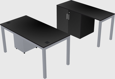 Parallel desk + cabinet