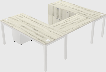 U-shaped desk + file cabinet