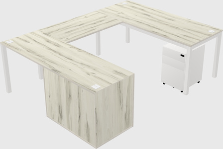 U-shaped desk + file cabinet