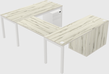 U-shaped desk + file cabinet