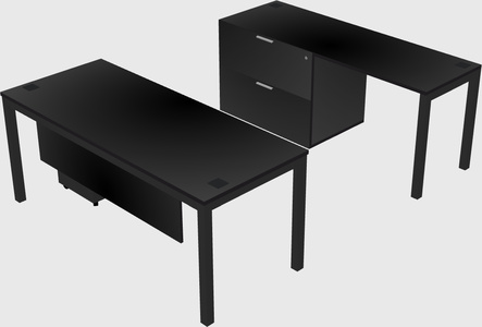 Parallel desk + file cabinet