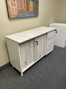 Modern executive l-shaped desk - solid wood frame