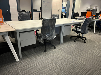 Shared l-shaped desk