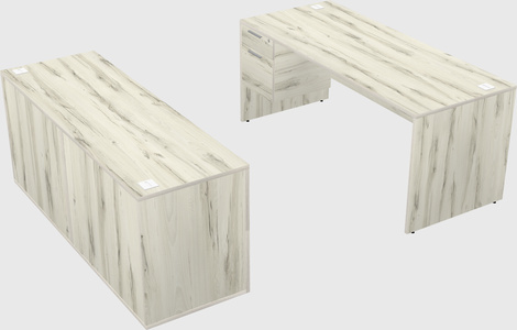 Paralleler schreibtisch mit anrichte