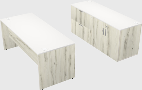 Parallel desk with credenza