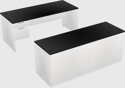 Parallel desk with credenza