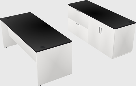 Parallel desk with credenza