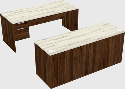 Parallel desk with credenza