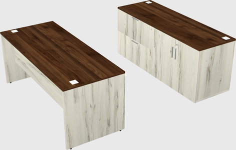 Parallel desk with credenza