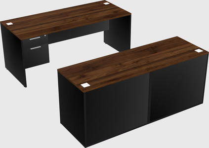Parallel desk with credenza
