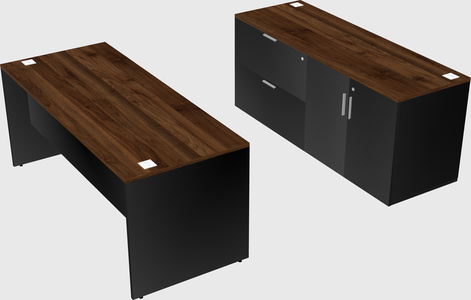 Parallel desk with credenza