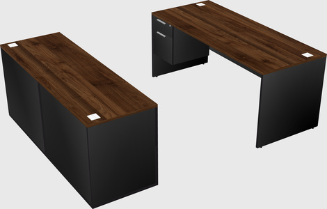 Parallel desk with credenza