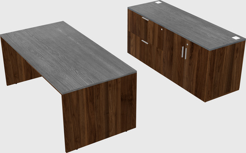 Parallel desk with credenza