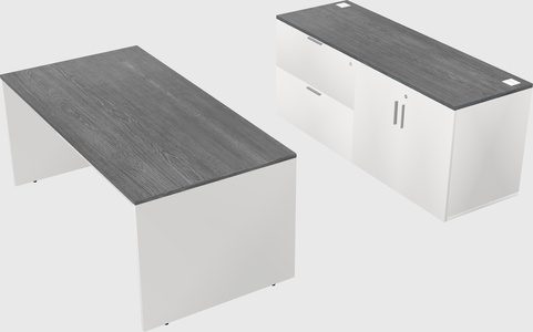 Parallel desk with credenza