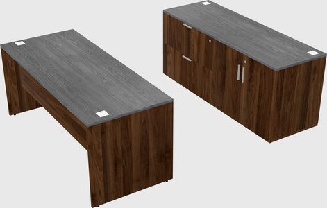 Parallel desk with credenza