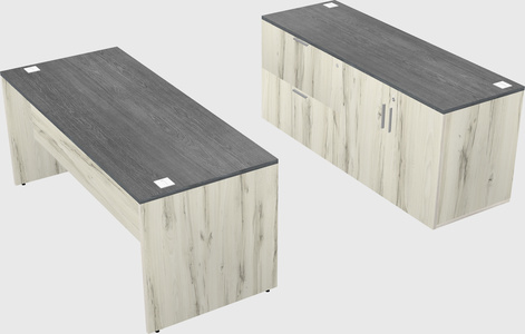 Parallel desk with credenza