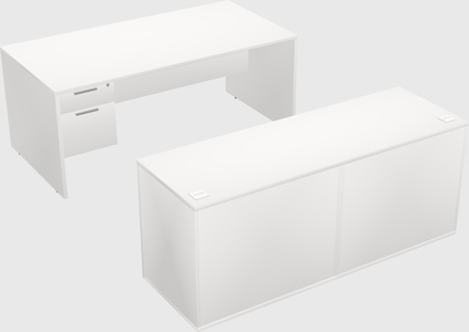 Parallel desk with credenza