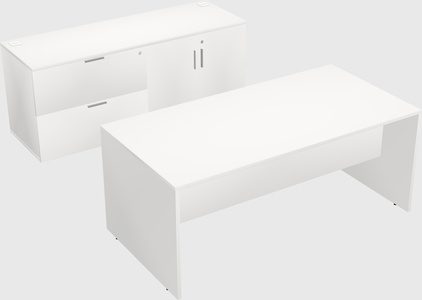 Parallel desk with credenza