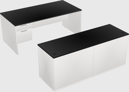 Parallel desk with credenza