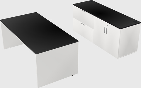 Parallel desk with credenza