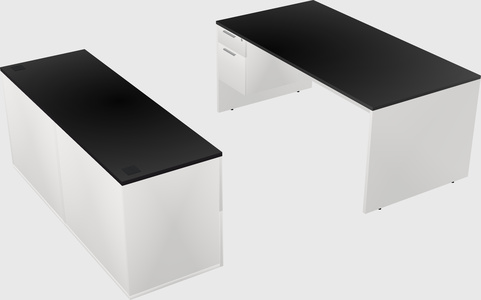 Parallel desk with credenza