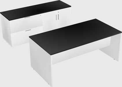 Parallel desk with credenza