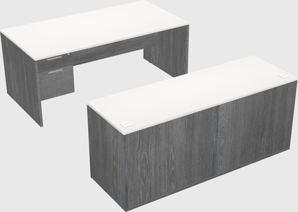 Parallel desk with credenza