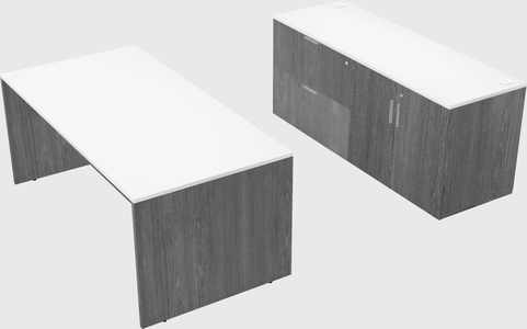 Parallel desk with credenza