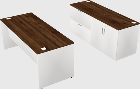 Parallel desk with credenza