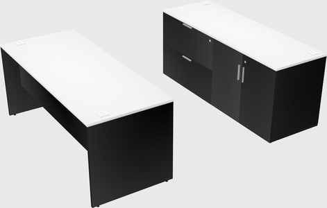 Parallel desk with credenza