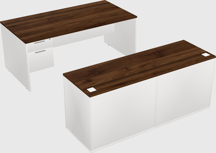 Parallel desk with credenza