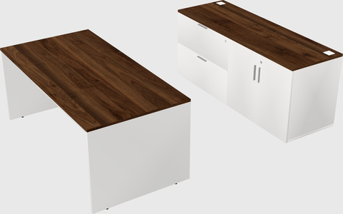 Parallel desk with credenza