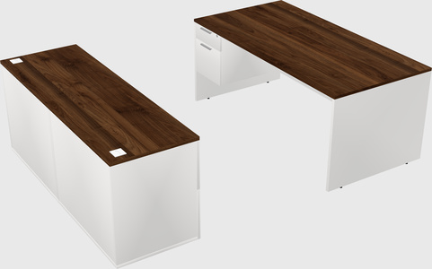Parallel desk with credenza
