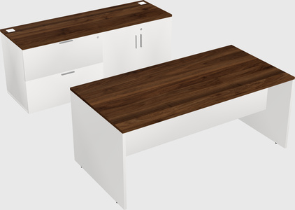 Parallel desk with credenza