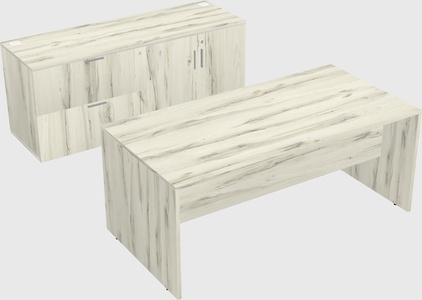Parallel desk with credenza