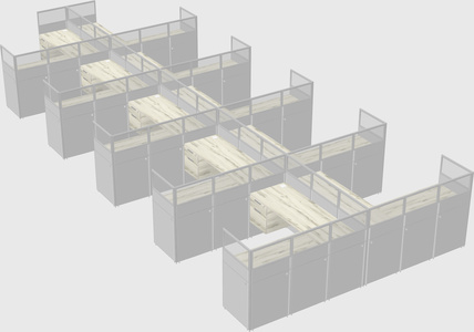 Shared l-shaped cubicle