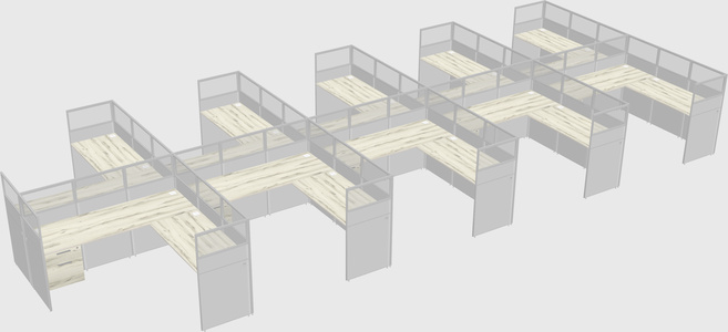 Shared l-shaped cubicle