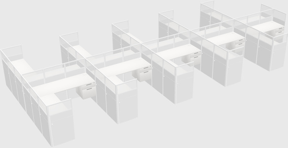 Shared l-shaped cubicle