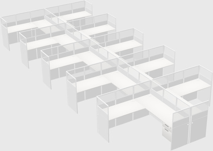 Shared l-shaped cubicle