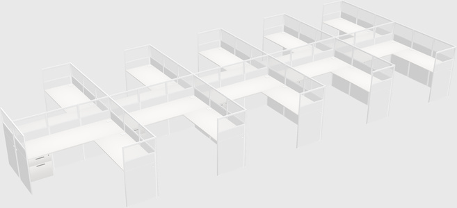 Shared l-shaped cubicle