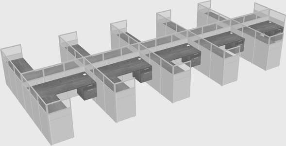 Shared l-shaped cubicle