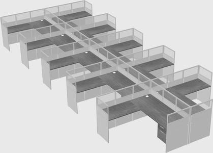 Shared l-shaped cubicle