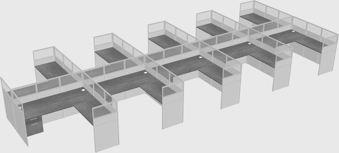 Shared l-shaped cubicle